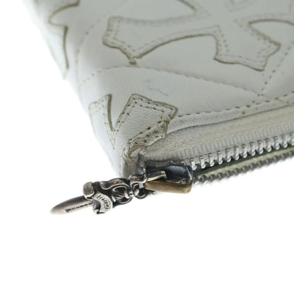 Chrome Hearts Rec Zip Quilted Wallet Cemetery Cross Leather White — view 6