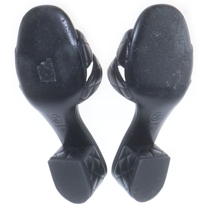 Chanel Heels CC Logo Design Quilted Sandals Black — view 5
