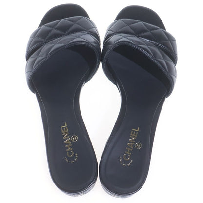 Chanel Heels CC Logo Design Quilted Sandals Black — view 4