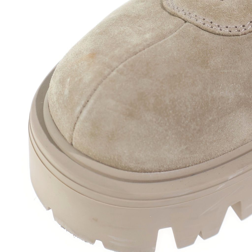 Prada Suede Zip Booties Triangle Plate Center Zip Ankle Boots Beige — view 6