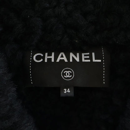 Chanel CC Logo Shearling Short Jacket Black — view 6