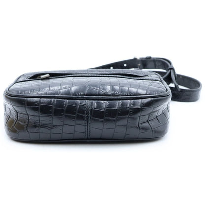 Saint Laurent Paris Camp Small Camera Shoulder Bag Leather Croco Embossed Black — view 4