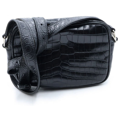Saint Laurent Paris Camp Small Camera Shoulder Bag Leather Croco Embossed Black — view 2