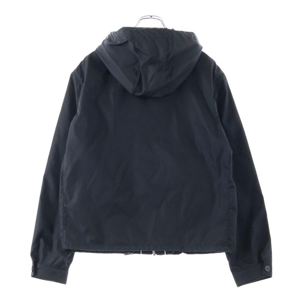 Prada Hooded Re-Nylon Jacket Triangle Logo Nylon Zip Up Black — view 2
