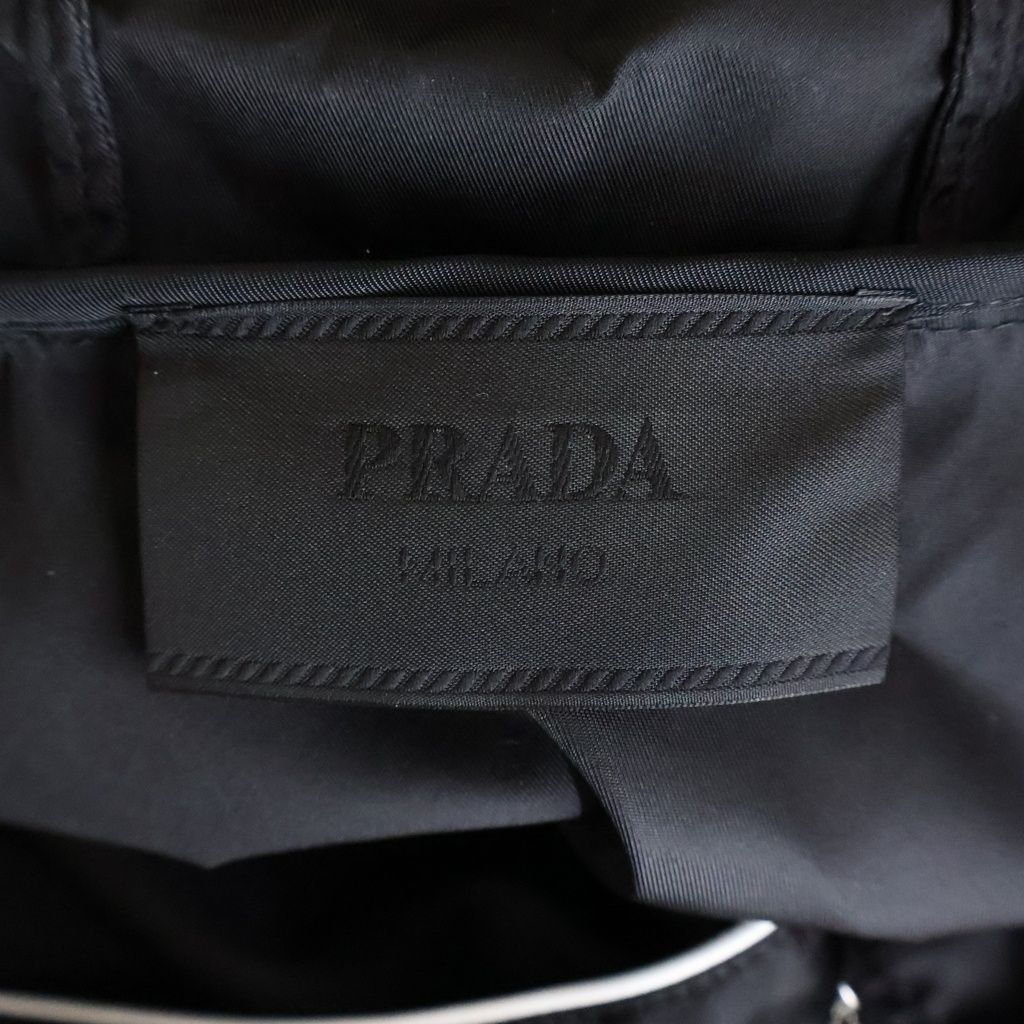 Prada Hooded Re-Nylon Jacket Triangle Logo Nylon Zip Up Black — view 6