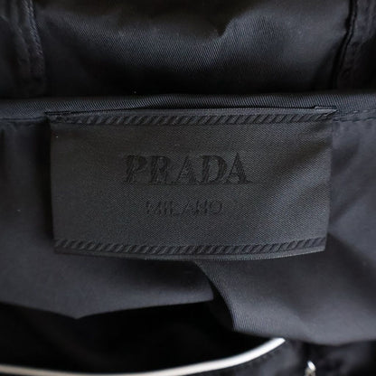 Prada Hooded Re-Nylon Jacket Triangle Logo Nylon Zip Up Black — view 6