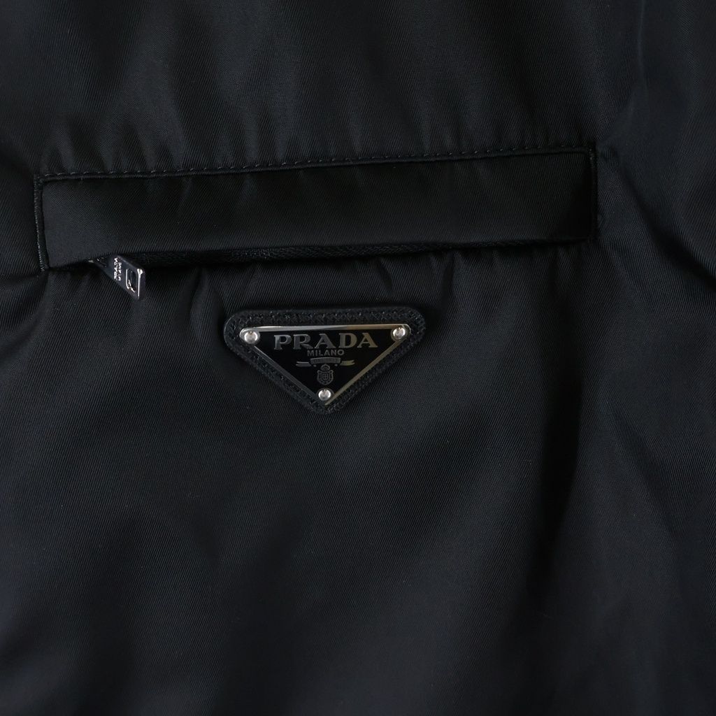 Prada Hooded Re-Nylon Jacket Triangle Logo Nylon Zip Up Black — view 4