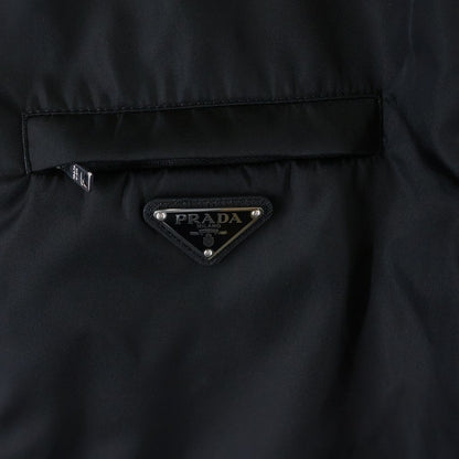 Prada Hooded Re-Nylon Jacket Triangle Logo Nylon Zip Up Black — view 4