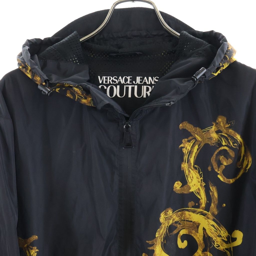 Versace Barocco Pattern Nylon Hooded Jacket Black Gold — view 3