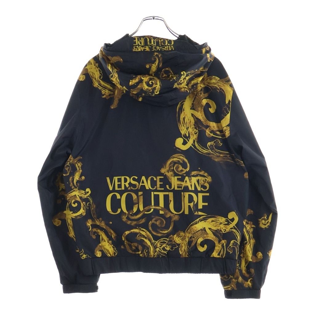 Versace Barocco Pattern Nylon Hooded Jacket Black Gold — view 2