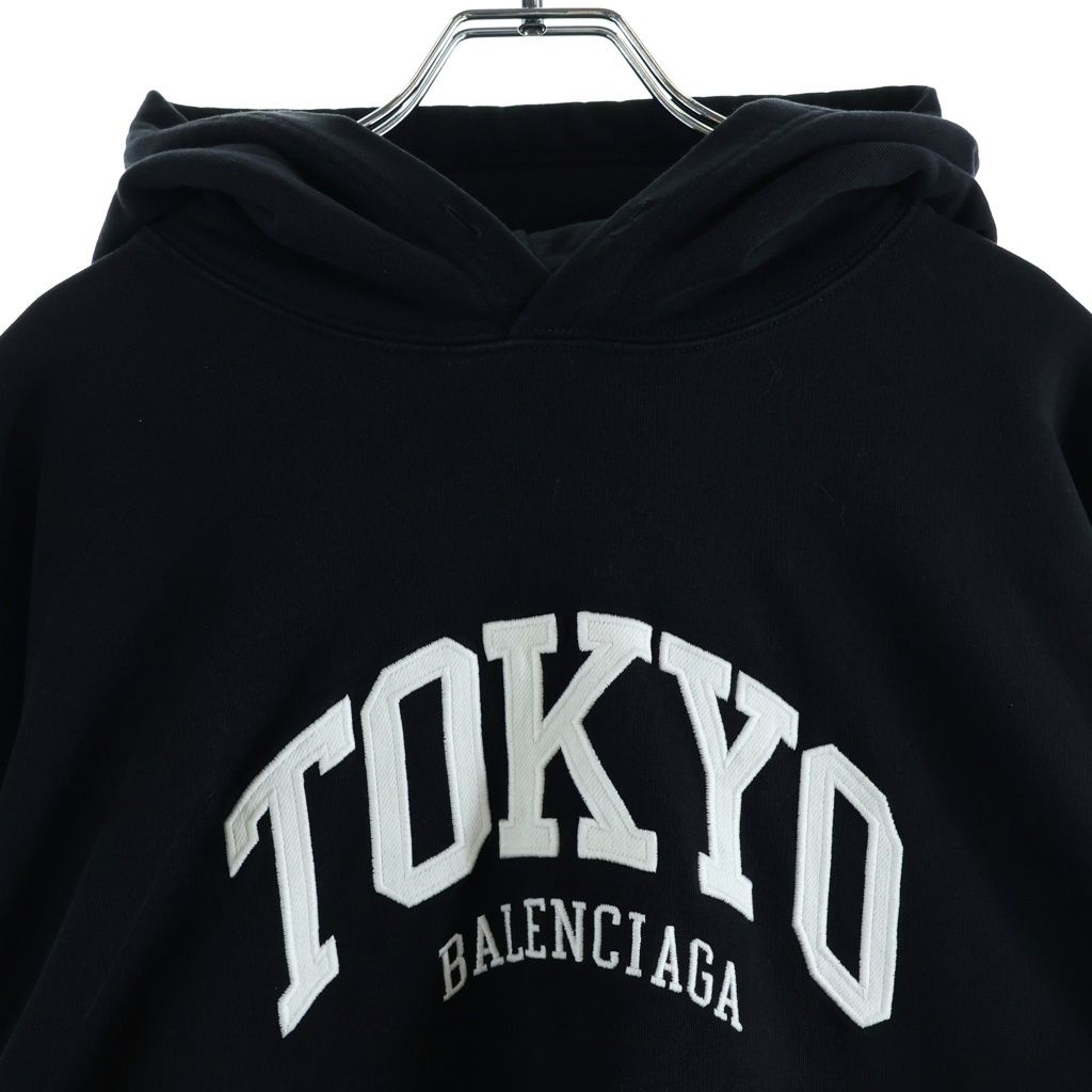 Balenciaga Cities Tokyo Front Logo Pullover Hoodie Black Cotton — view 3