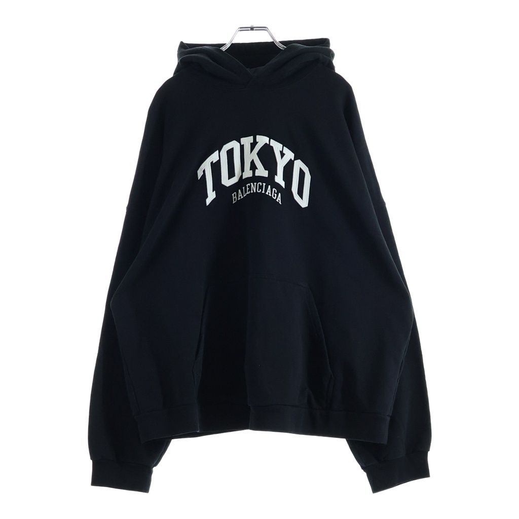 Balenciaga Cities Tokyo Front Logo Pullover Hoodie Black Cotton