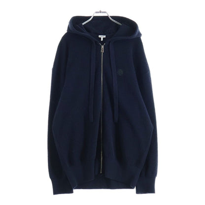 Loewe Anagram Zip Up Hoodie Navy Polyester