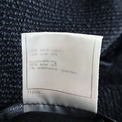 Chanel CC Logo Fringe Tweed Jacket Navy Silver — view 8