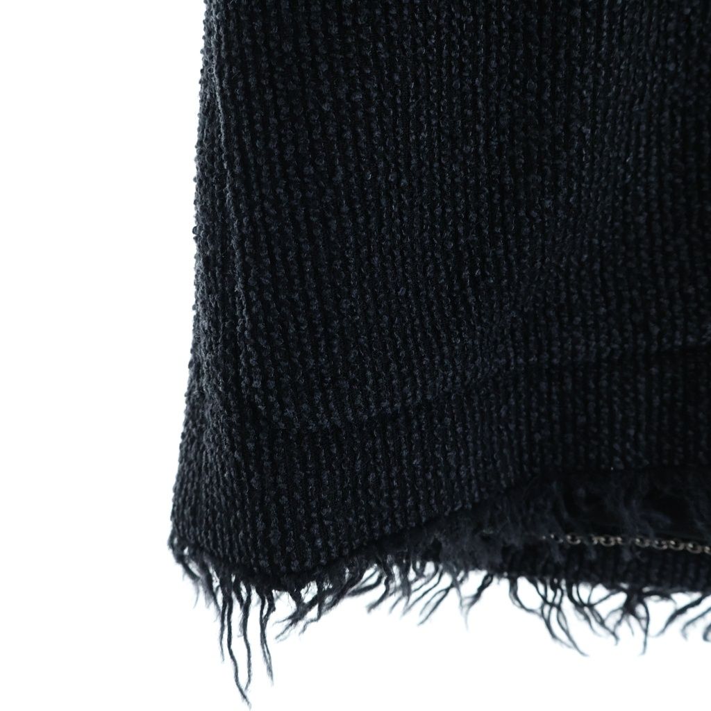 Chanel CC Logo Fringe Tweed Jacket Navy Silver — view 6