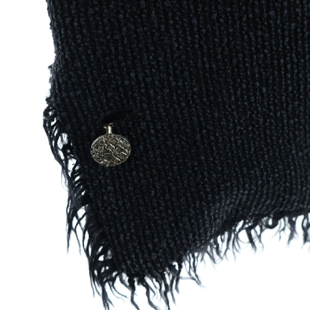 Chanel CC Logo Fringe Tweed Jacket Navy Silver — view 5