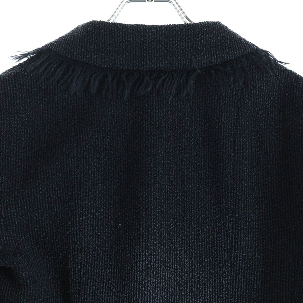 Chanel CC Logo Fringe Tweed Jacket Navy Silver — view 4