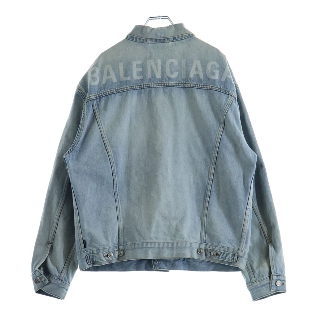 Balenciaga Back Logo Denim Jacket Light Blue