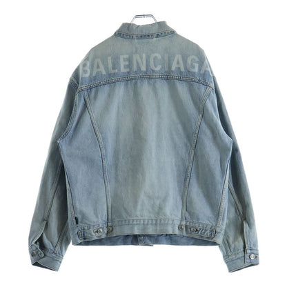 Balenciaga Back Logo Denim Jacket Light Blue