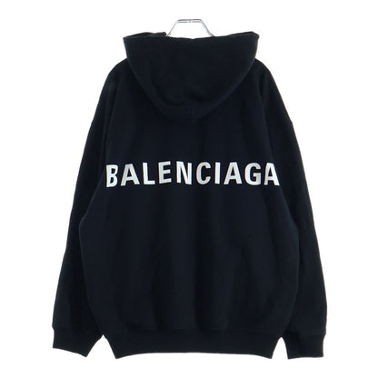 Balenciaga Back Logo Pullover Hoodie Black Cotton