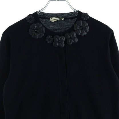 Fendi Flower Motif Knit Cardigan Black Wool — view 3