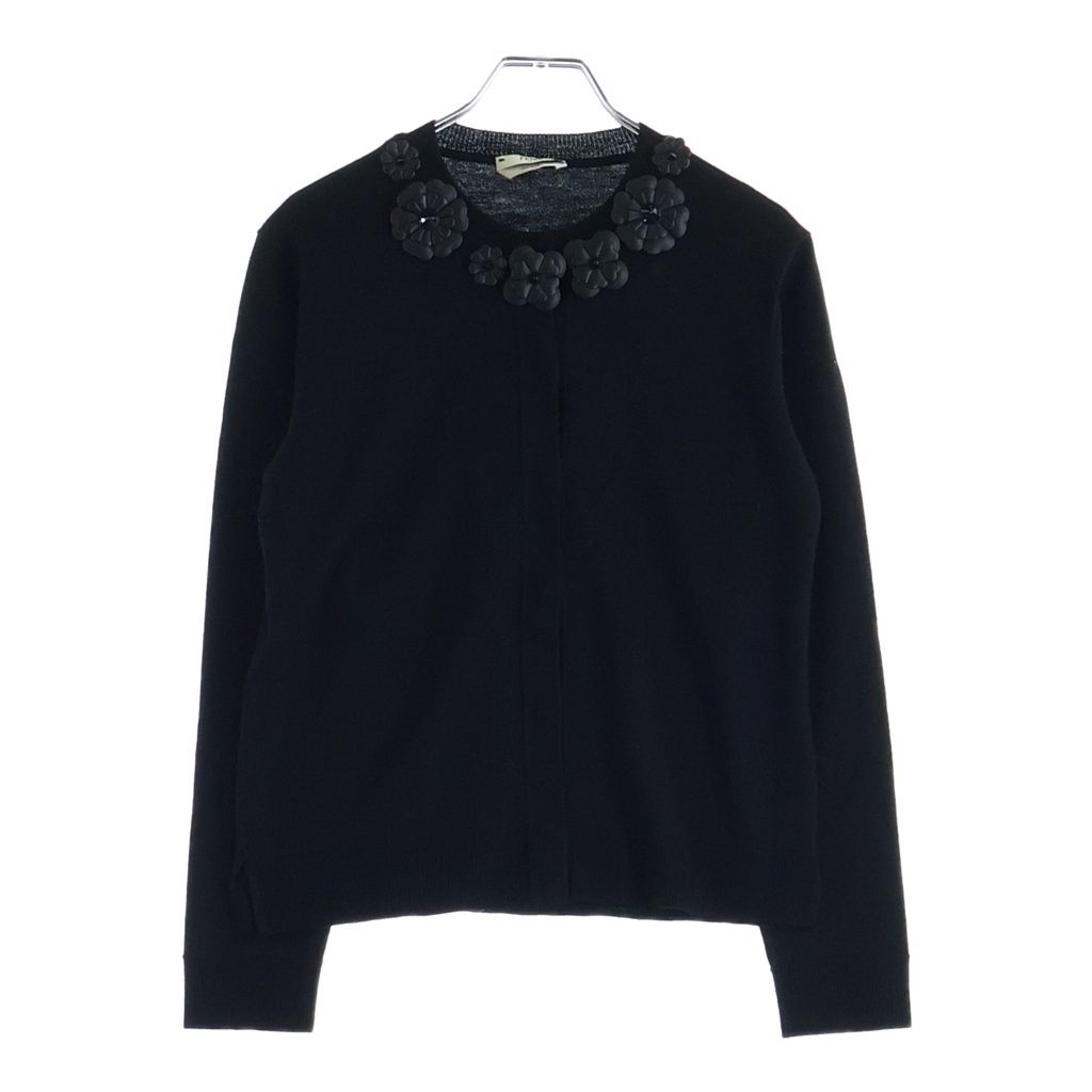 Fendi Flower Motif Knit Cardigan Black Wool