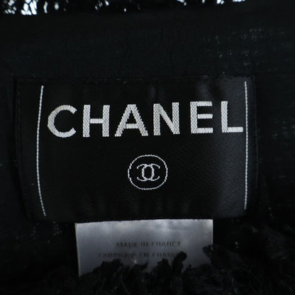 Chanel CC Logo Tweed Set Jacket Pants Black Rhinestone — view 8