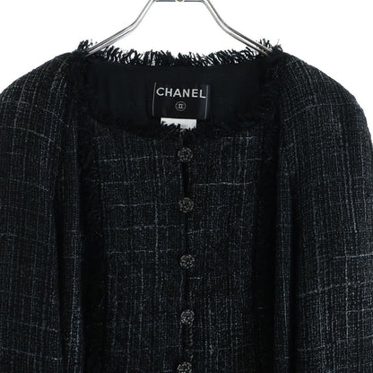 Chanel CC Logo Tweed Set Jacket Pants Black Rhinestone — view 3