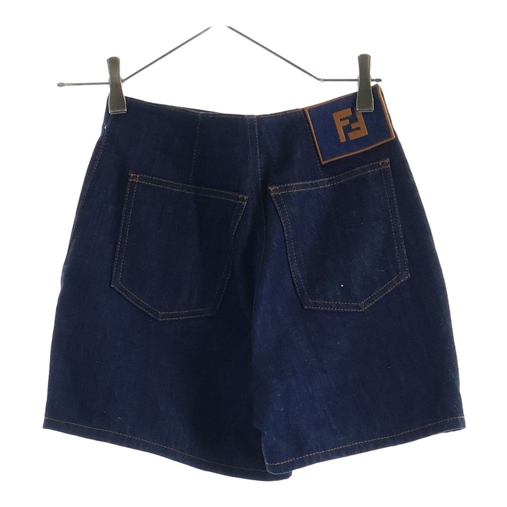 Fendi Layered Design Bicolor Denim Shorts Indigo Blue — view 2