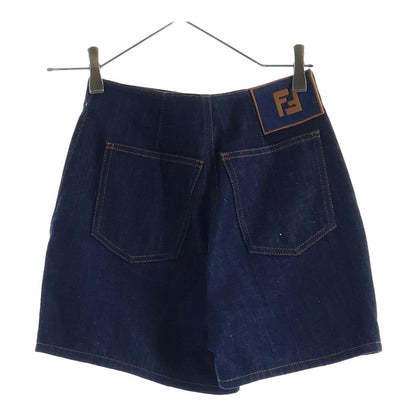 Fendi Layered Design Bicolor Denim Shorts Indigo Blue — view 2