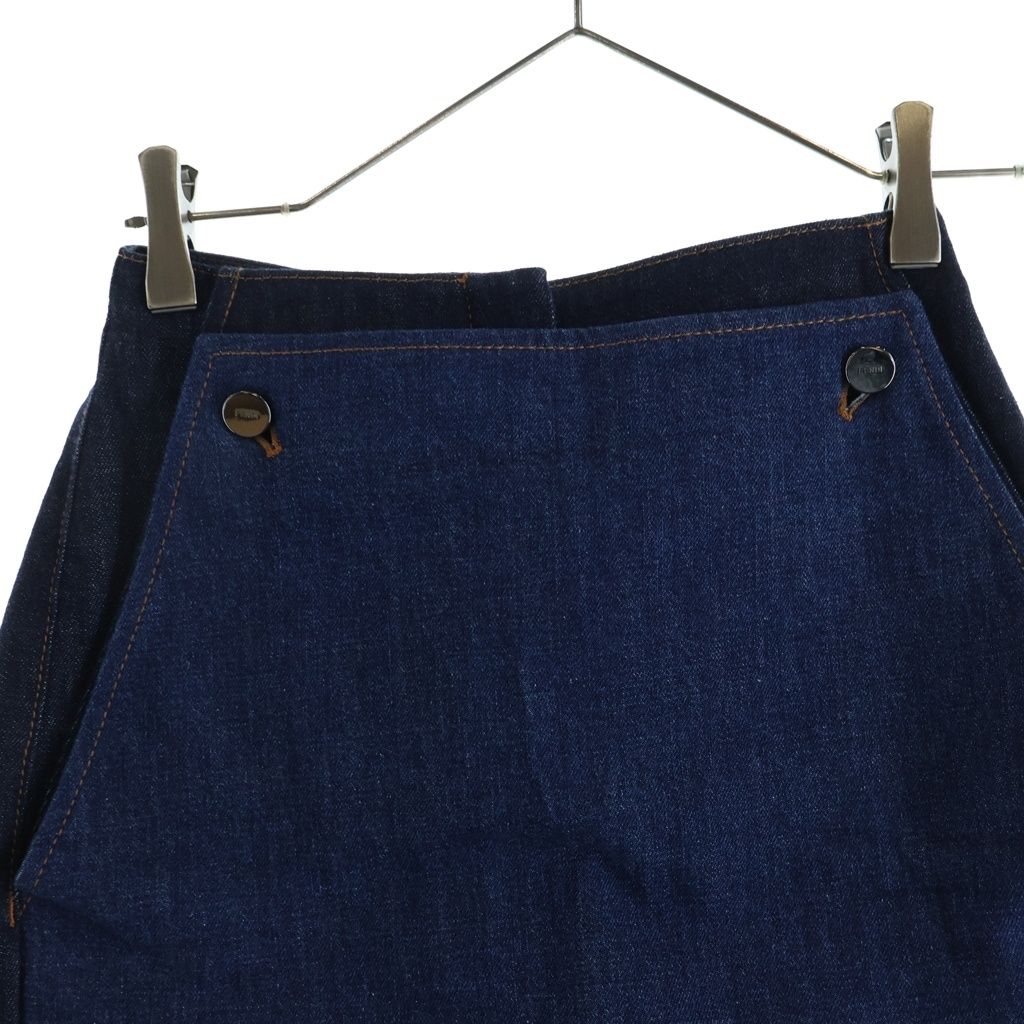 Fendi Layered Design Bicolor Denim Shorts Indigo Blue — view 3