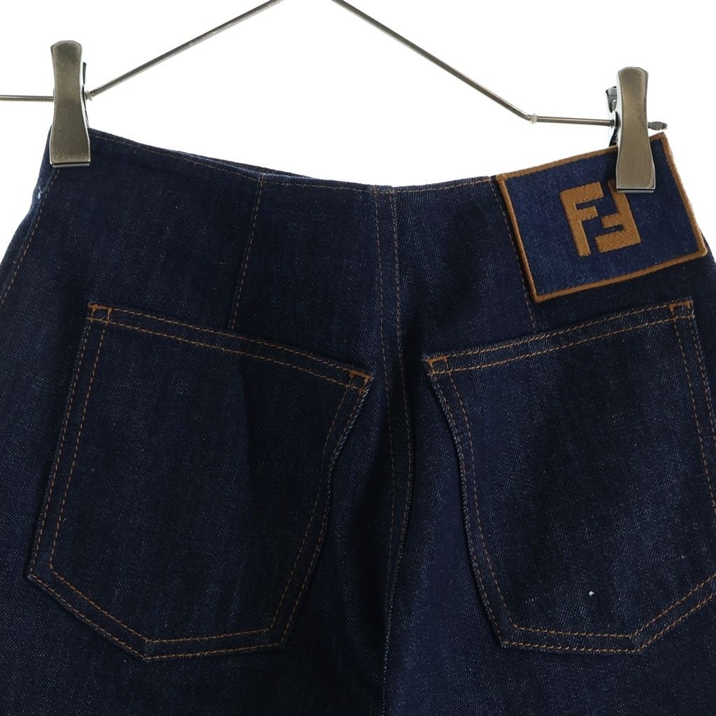 Fendi Layered Design Bicolor Denim Shorts Indigo Blue — view 4