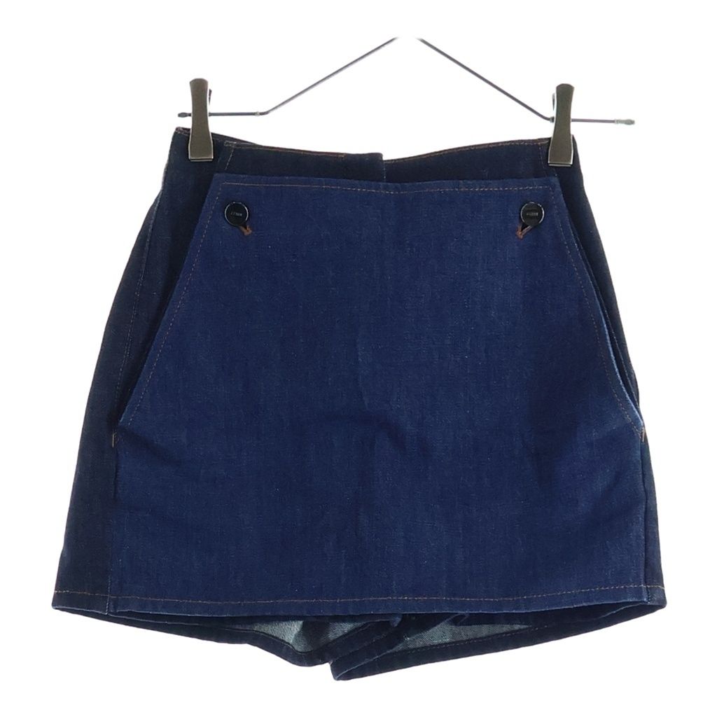 Fendi Layered Design Bicolor Denim Shorts Indigo Blue