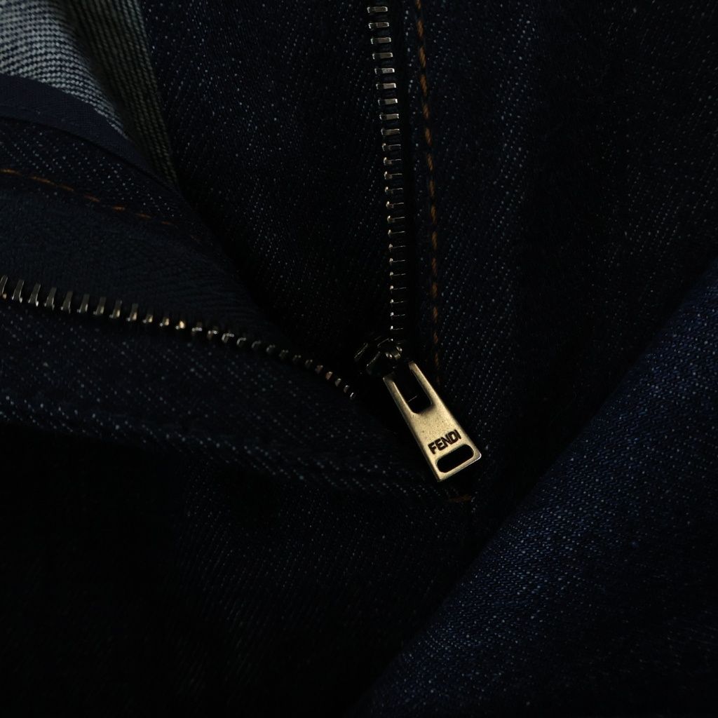 Fendi Layered Design Bicolor Denim Shorts Indigo Blue — view 5