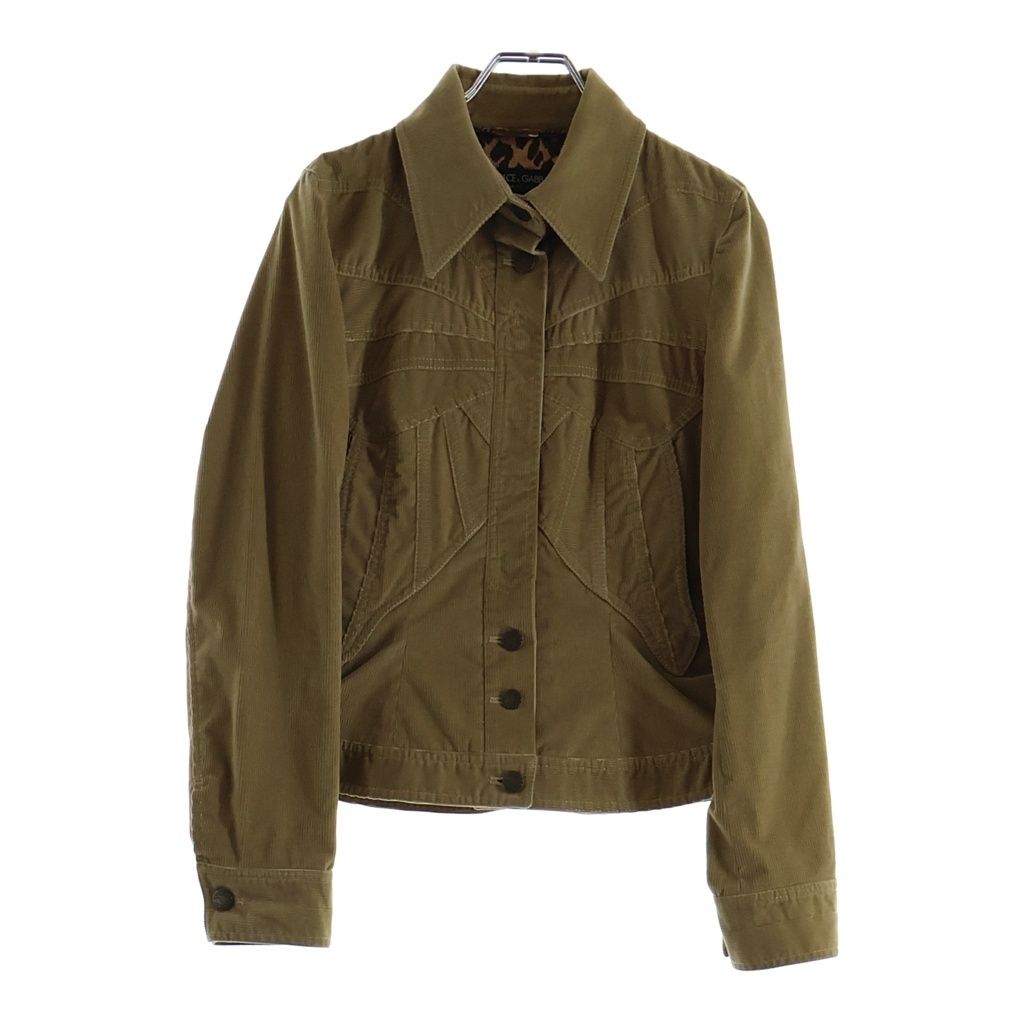 Dolce & Gabbana Lining Leopard Print Corduroy Tracker Jacket Brown