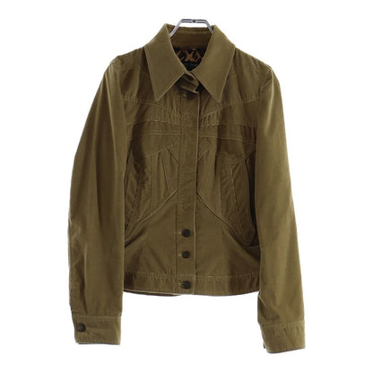 Dolce & Gabbana Lining Leopard Print Corduroy Tracker Jacket Brown