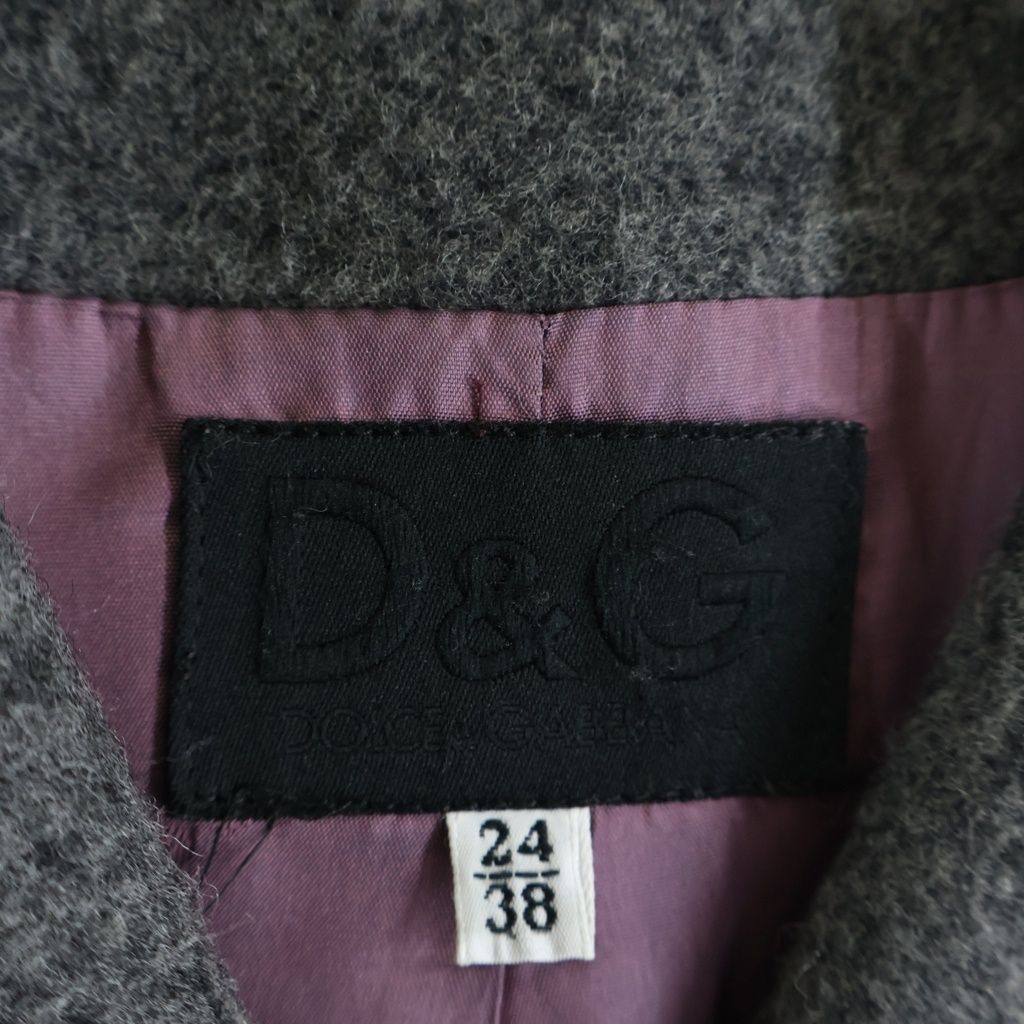 Dolce & Gabbana Snap Button Wool Soutien Collar Long Coat Gray — view 7