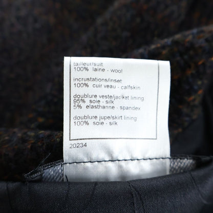Chanel Set Tweed Jacket & Mini Skirt CC Logo Choco Bar Brown — view 8