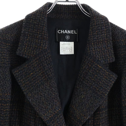 Chanel Set Tweed Jacket & Mini Skirt CC Logo Choco Bar Brown — view 3