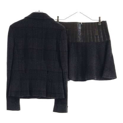 Chanel Set Tweed Jacket & Mini Skirt CC Logo Choco Bar Brown — view 2