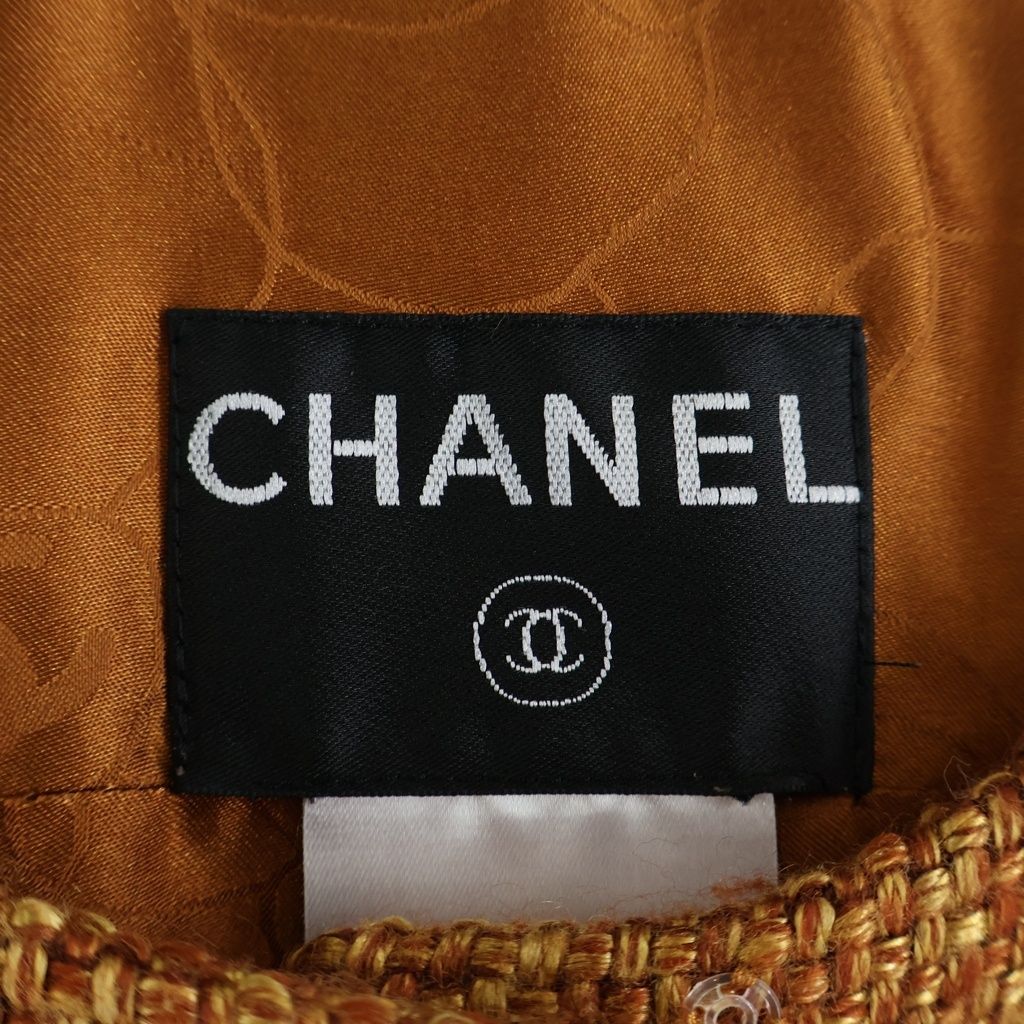 Chanel Tweed Jacket Scarf Set Orange — view 7