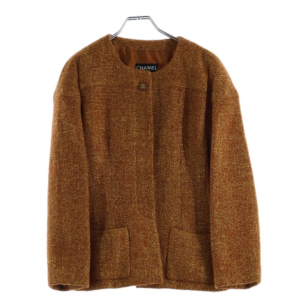 Chanel Tweed Jacket Scarf Set Orange