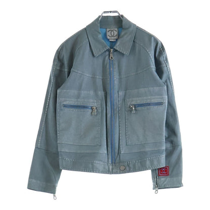 Chanel Sports Line CC Logo Denim Jacket Light Blue Silver