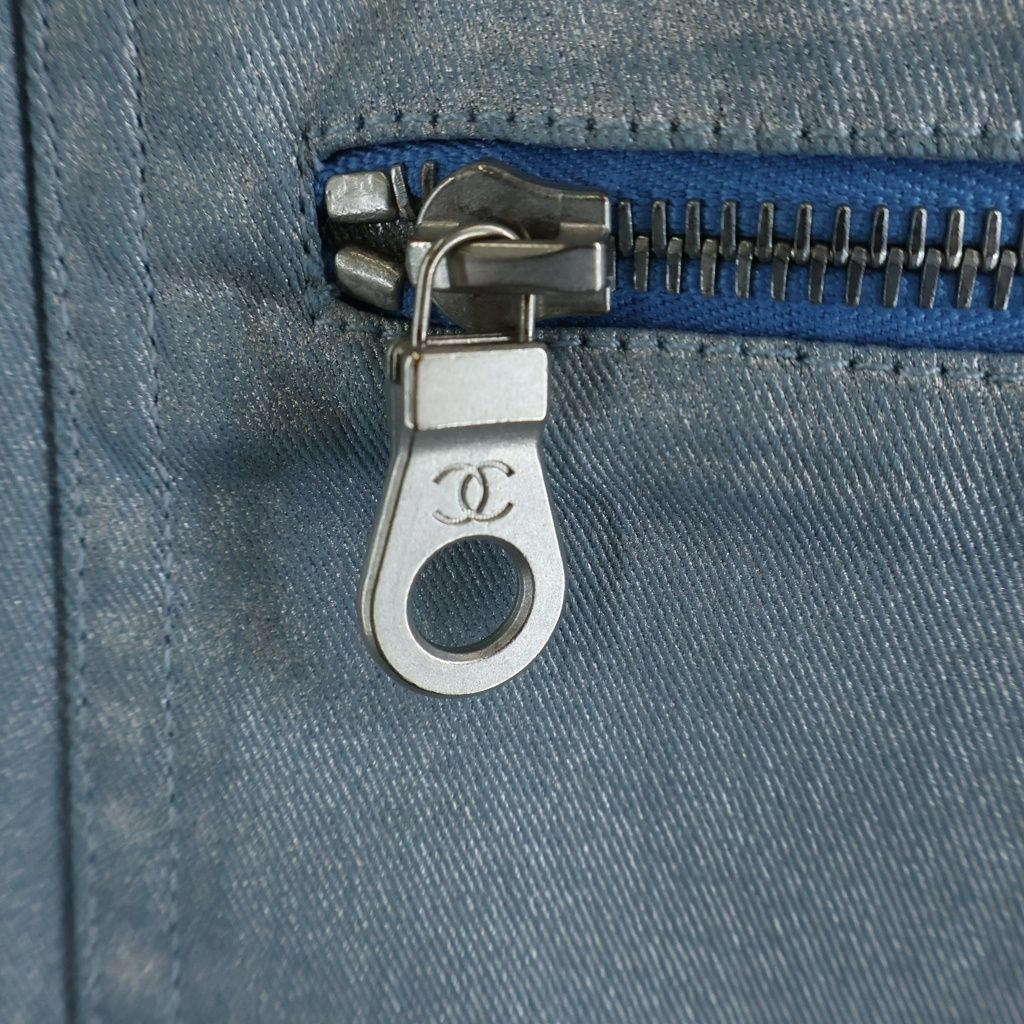 Chanel Sports Line CC Logo Denim Jacket Light Blue Silver — view 6