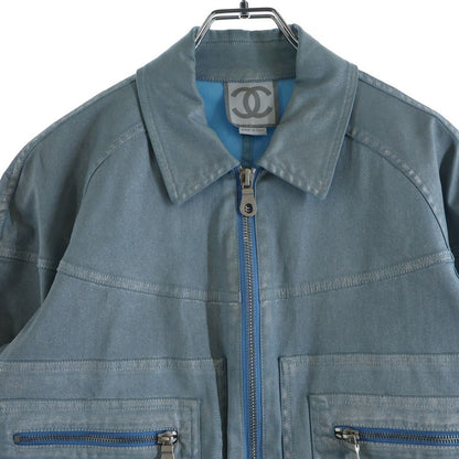 Chanel Sports Line CC Logo Denim Jacket Light Blue Silver — view 3
