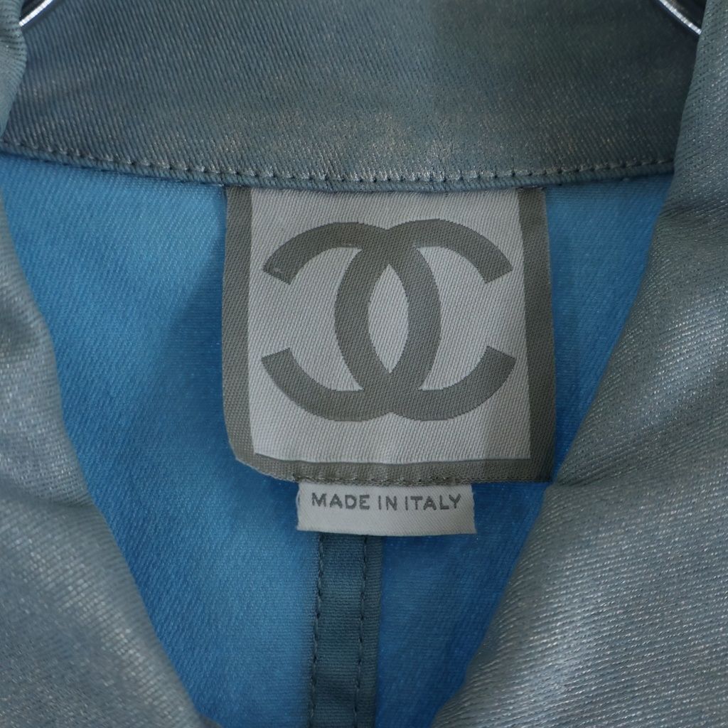 Chanel Sports Line CC Logo Denim Jacket Light Blue Silver — view 7