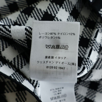 Dior Gingham Check Cropped Jacket CD Button Rayon Nylon Black White — view 8