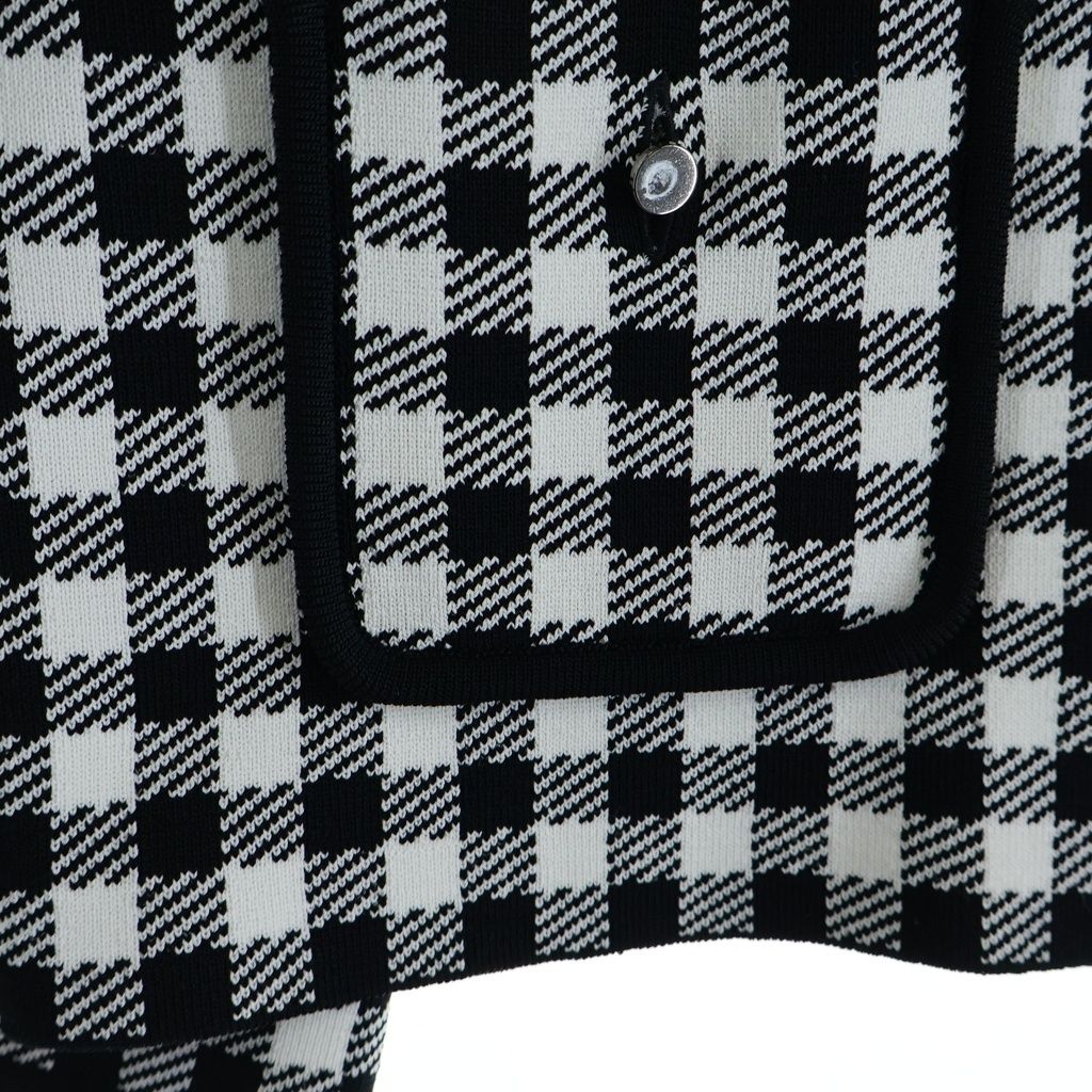Dior Gingham Check Cropped Jacket CD Button Rayon Nylon Black White — view 6