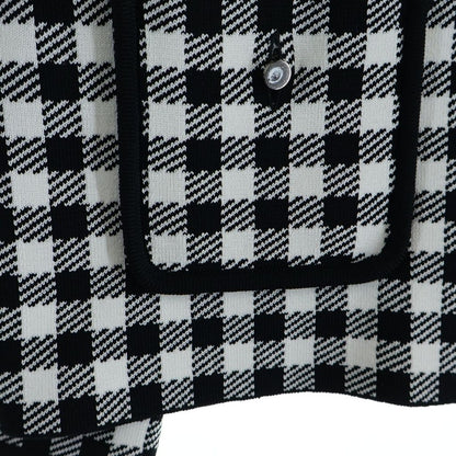 Dior Gingham Check Cropped Jacket CD Button Rayon Nylon Black White — view 6