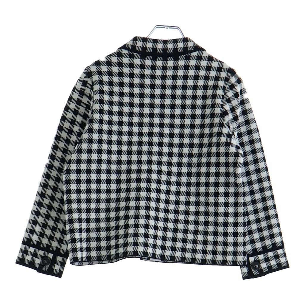 Dior Gingham Check Cropped Jacket CD Button Rayon Nylon Black White — view 2